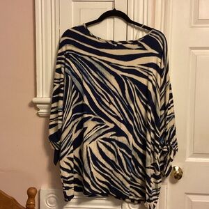 Chaps Black and Cream Dolman Sleeve Oversized Blouse